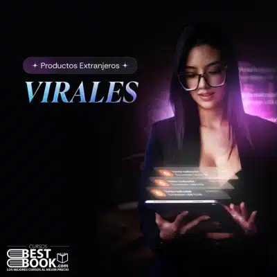 Imagen del curso “Productos Extranjeros Virales” de Laura Zabala mostrando una gráfica de subida de ventas y un mundo conectado.